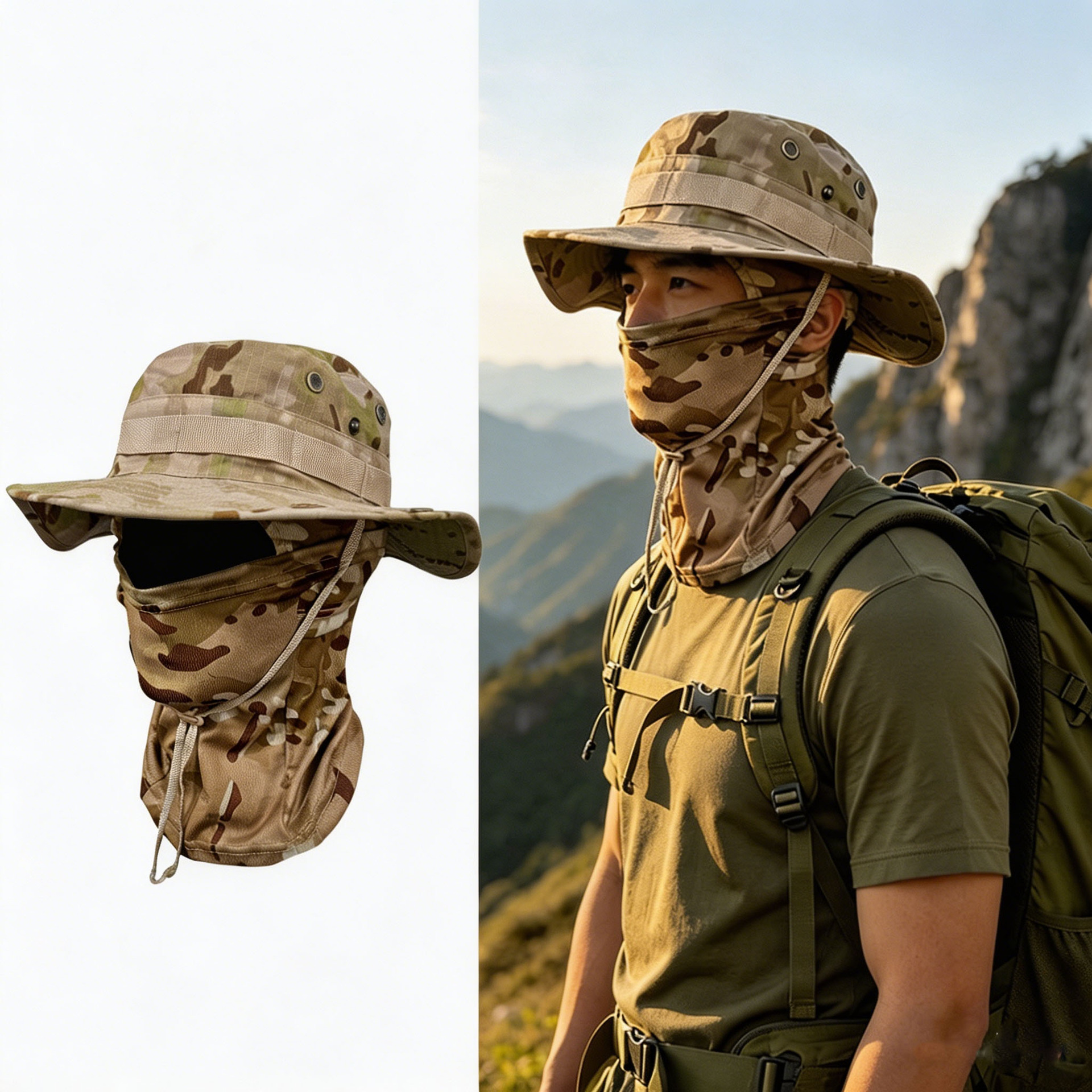 Camouflage Quick-Drying Sun-Protection Outdoor Wide-Brimmed Sun Hat photo 4
