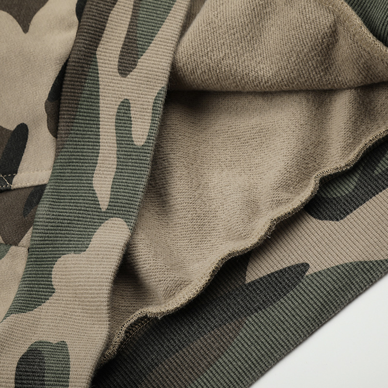 American-style Vintage Camouflage-print Zip-up Cropped Hoodie photo 2