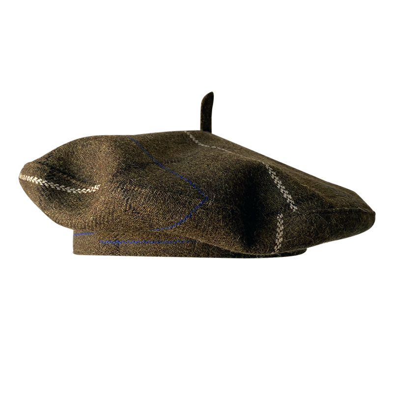 Retro-style Fashionable Beret For Women New Autumn DesignBritish Plaid Saucer Hat photo 4