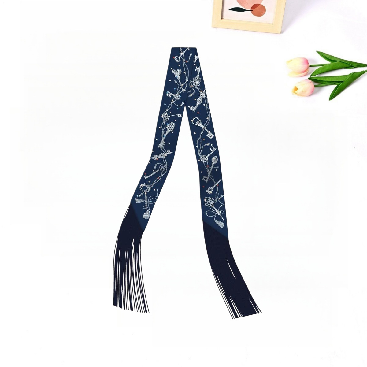 Korean-style Trendy Twill Silk Ribbon Scarf For Women photo 6