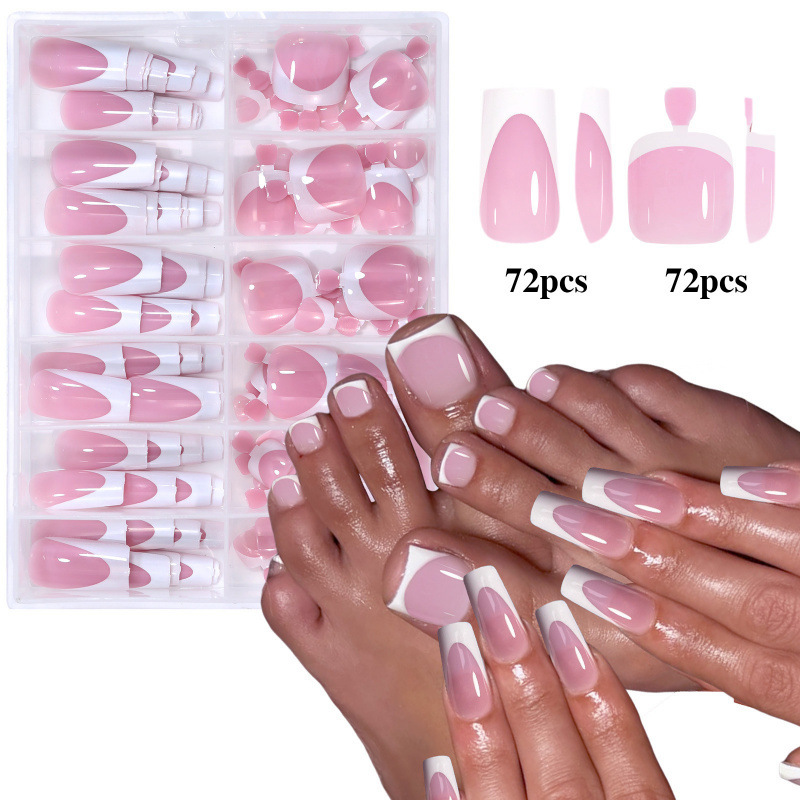 Cross-border Best-selling Nail Tips 144-piece Set Of Pre-designed Nail Art For Hands And Feet photo 2