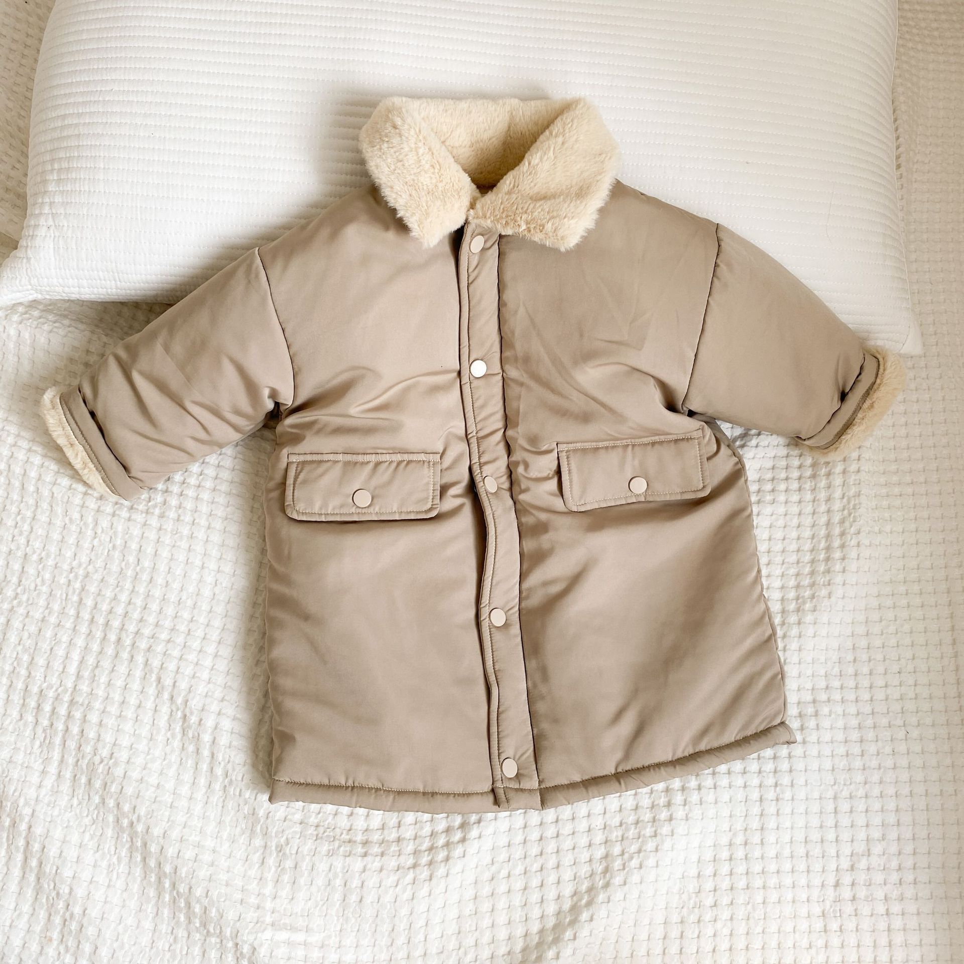 Thickened Fleece Lined Padded Kids Jacket Faux Rabbit Fur photo 2