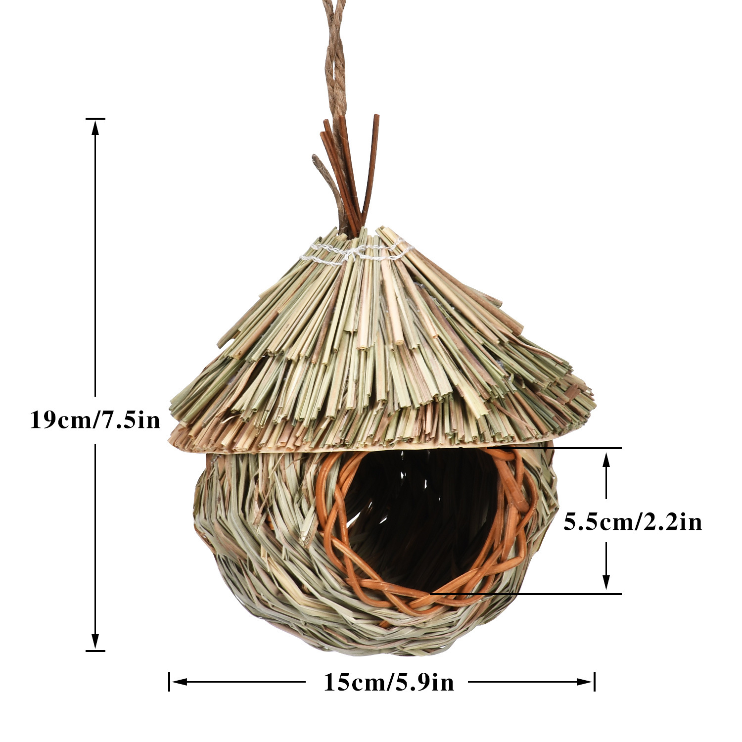 Creative Hanging Straw Bird Nest Manual Environment Layout photo 6