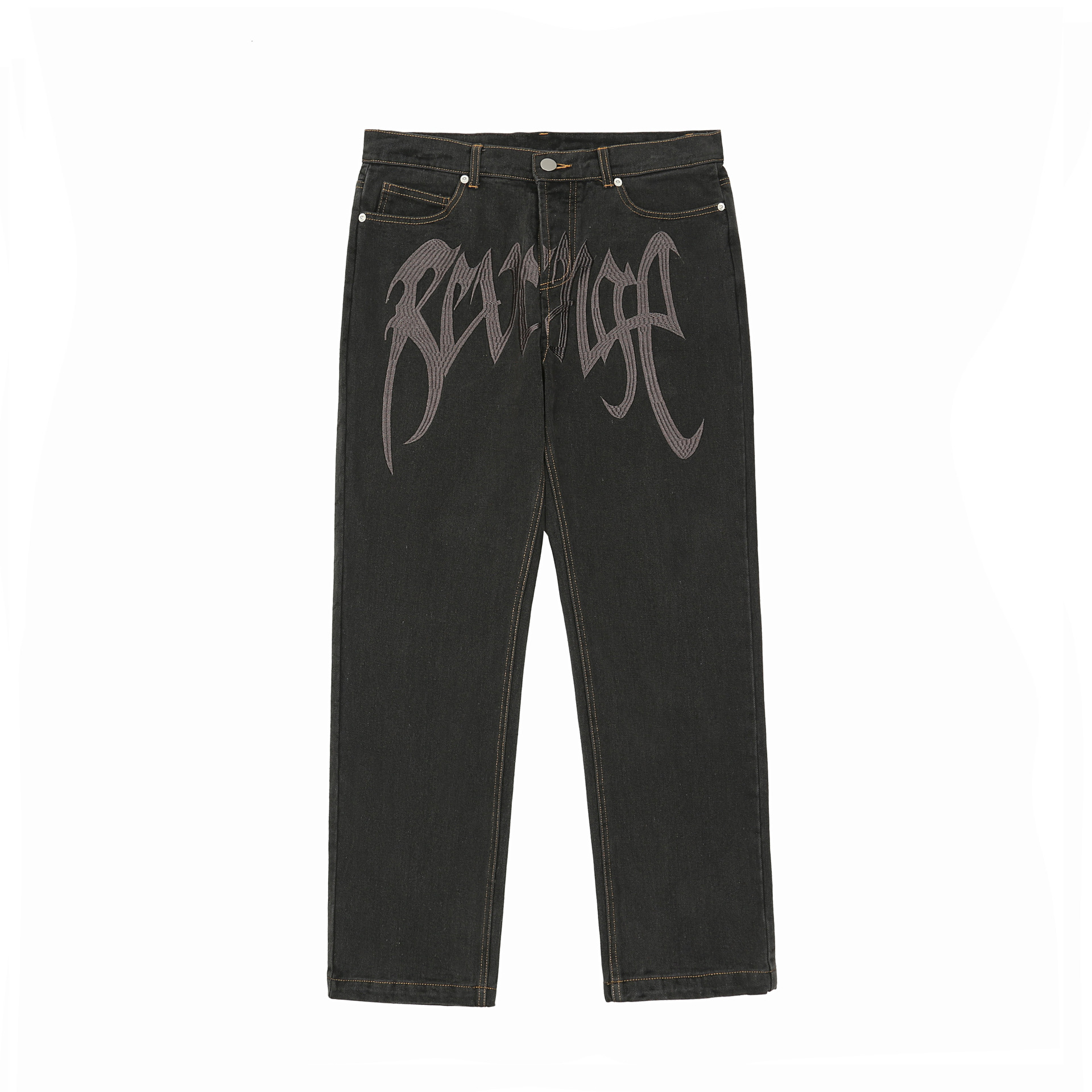 Printed Denim Pants, Trendy Casual Loose-fit Straight-leg Trousers For Men photo 3