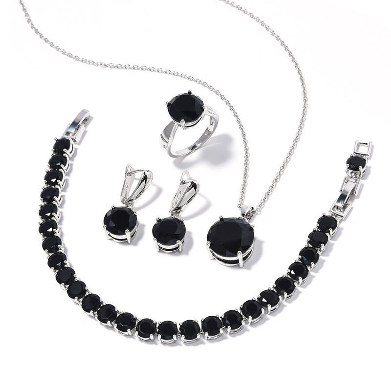 Geometric Round Earrings Ring Bracelet Necklace Ornament Suit photo 3