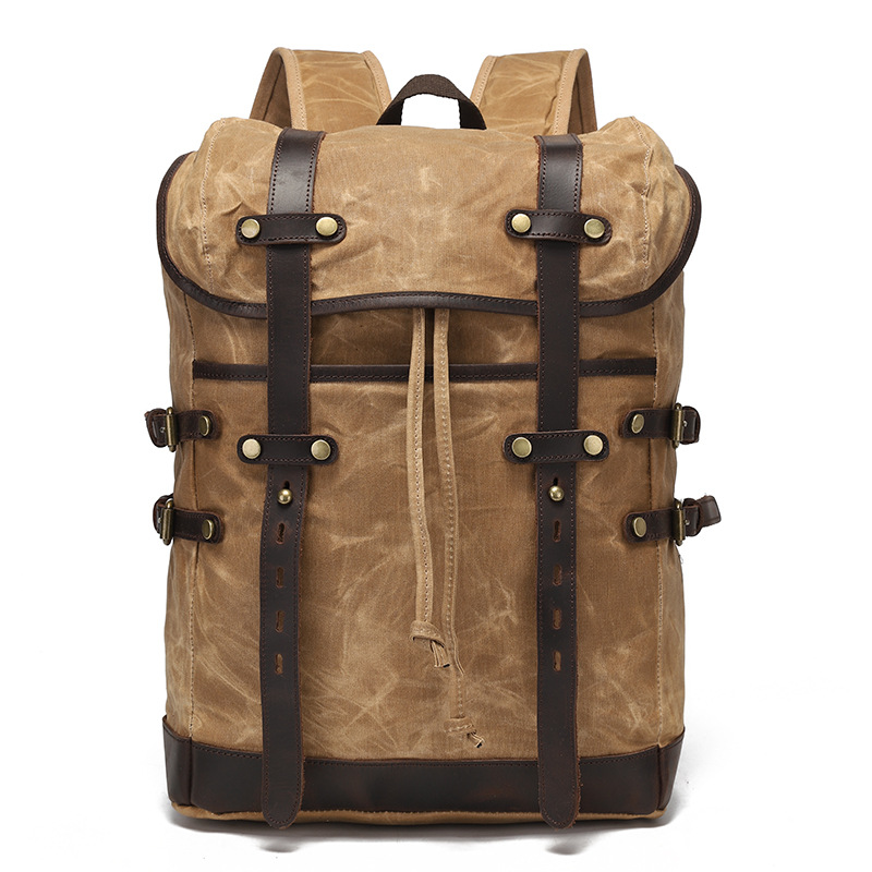 Leisure Travel Bag Water-resistant Canvas Bag With Top-layer Cowhide photo 7