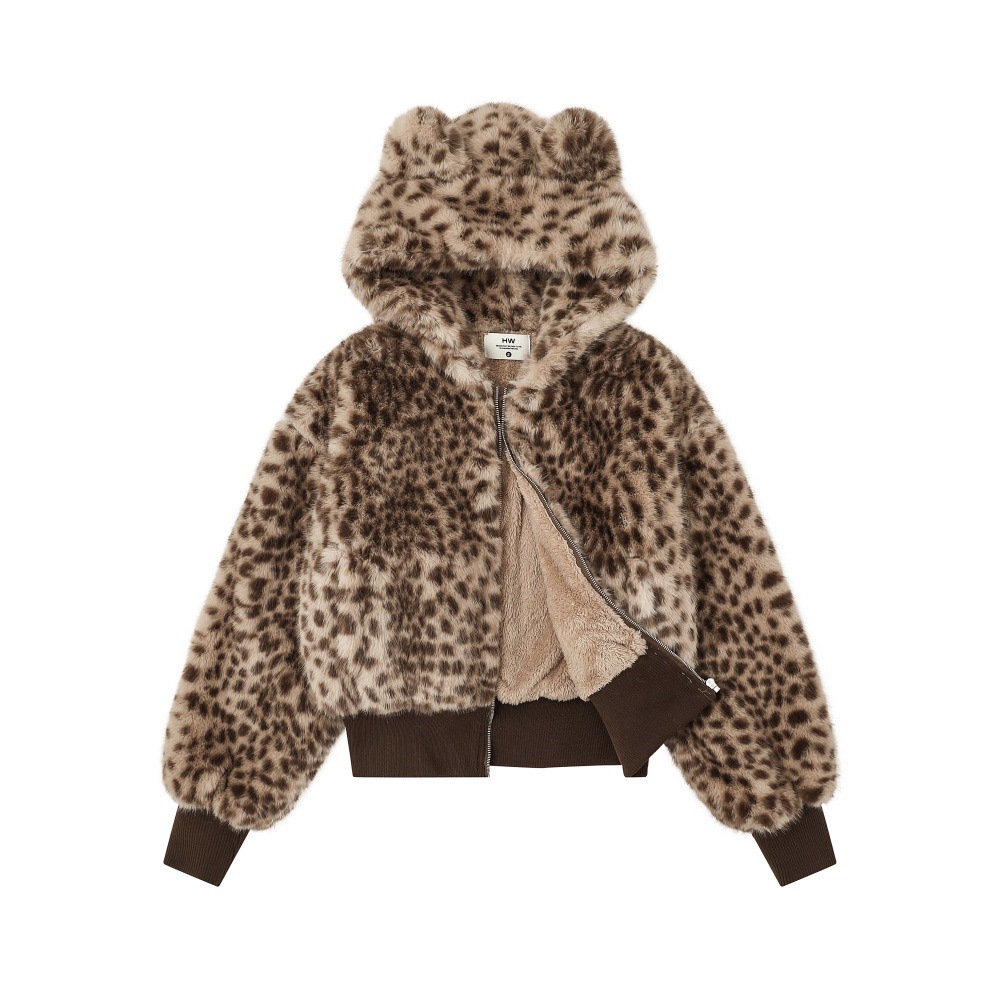 Leopard-print Short Cotton Coat For Women photo 3