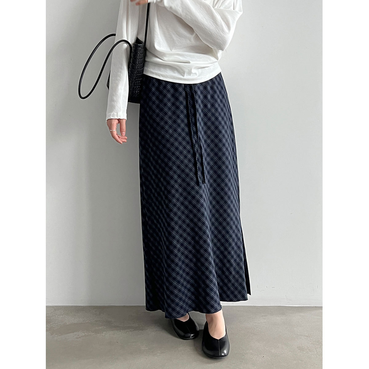 Womens Designer-Style Plaid Elastic-Waist Color-Block Checkered Skirt photo 4