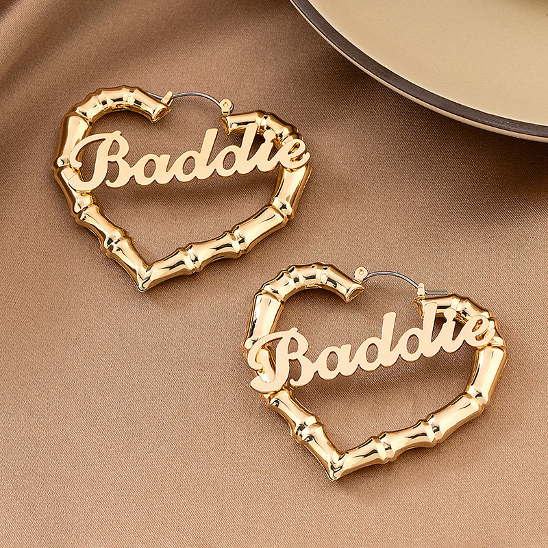 Geometric Heart-shaped Hollow Bamboo-section Earrings For Women photo 4