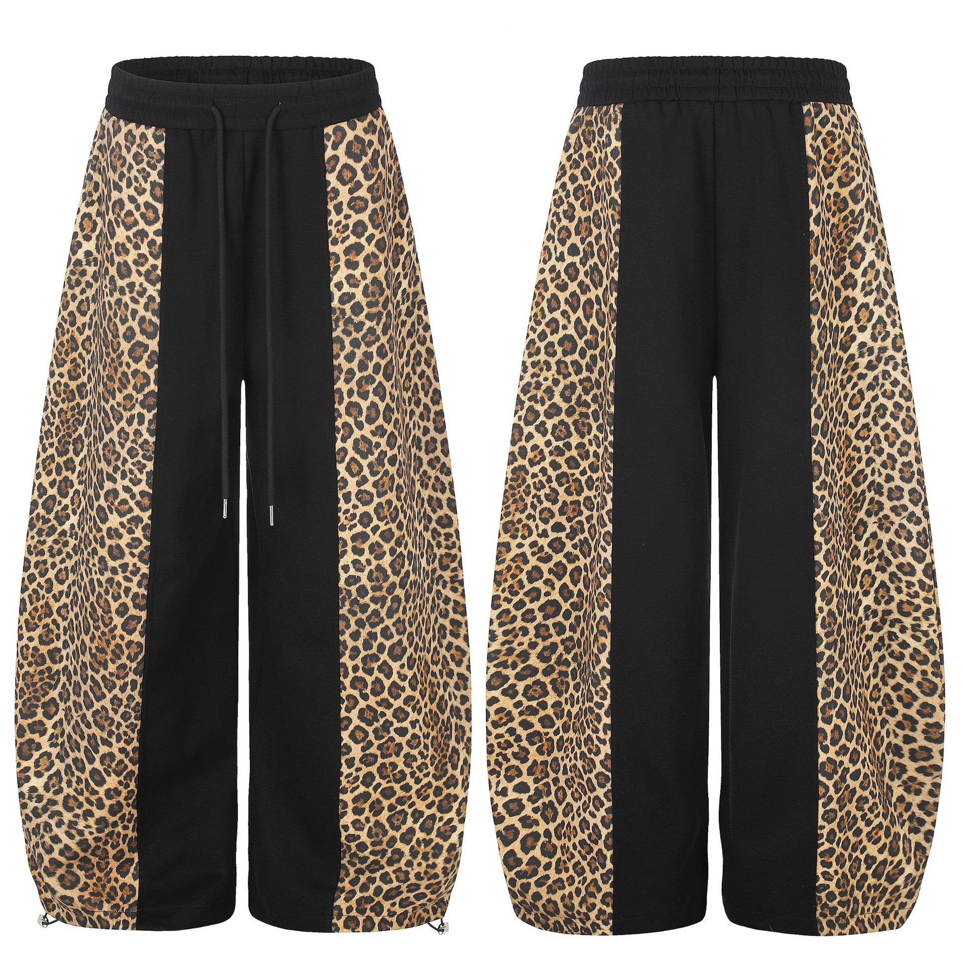 Leopard-print Patchwork Boot-cut Pants Unisex photo 1