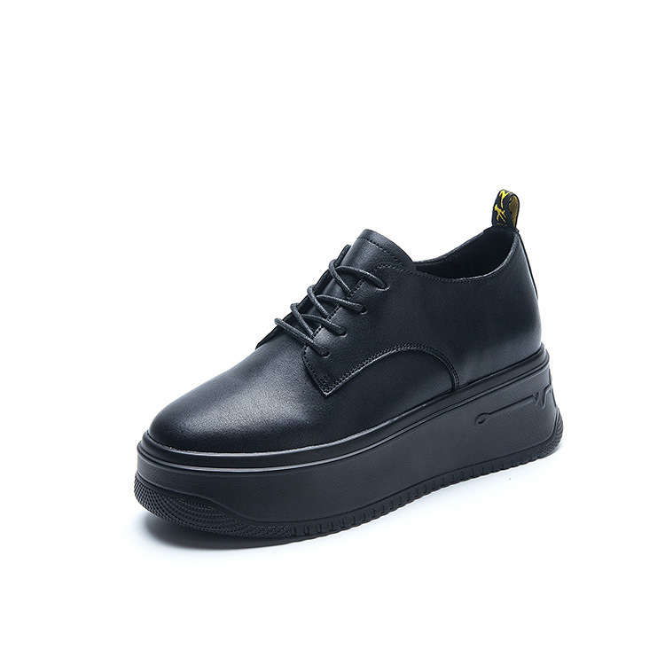 Women's Casual Leather Shoes With Thick Platform Soles And Lace-up Design photo 5