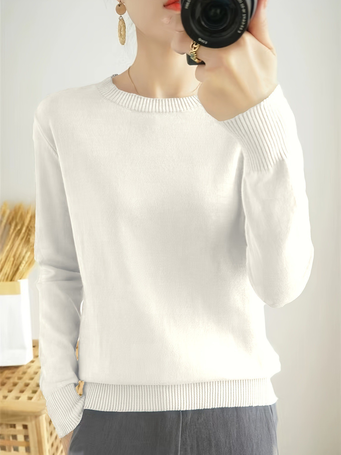 Women's Loose-fitting Versatile Long-sleeve Sweater photo 2
