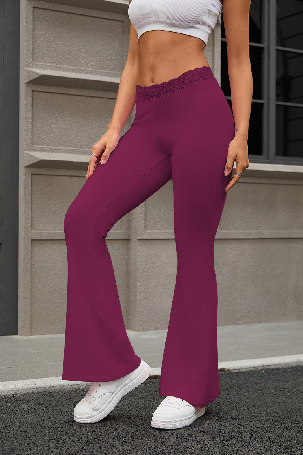 Women's Low-rise Lace Flared Pants Sportswear Yoga Leggings photo 6