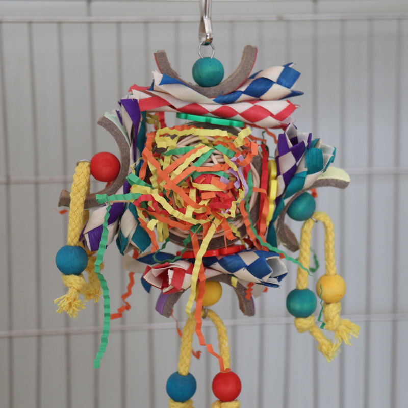 Colorful Vine Bal Paper Tube Bird Cage Decorative Pendant Parrot Toys photo 2