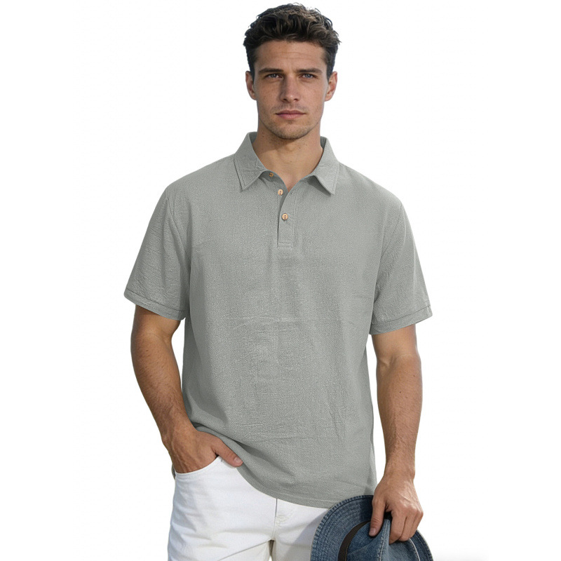 Men's Solid Color Lapel High-End Business T-Shirt photo 4