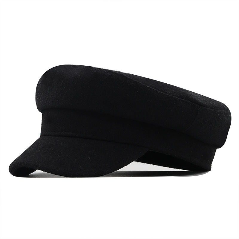 Simple Solid-color Military For Women British Retro Smooth-surface Flat-top Baseball Cap photo 3