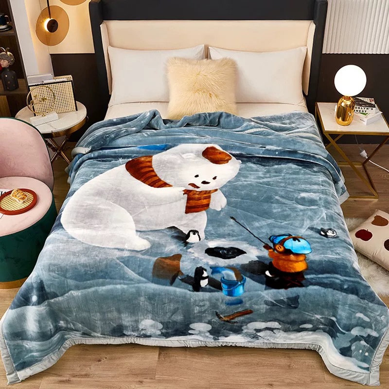 Simple Printed Winter Warm Blanket, Double-Sided Fleece Blanket photo 4