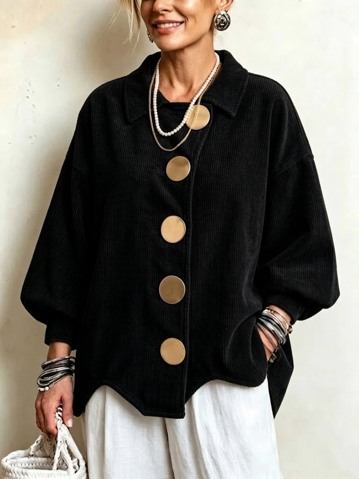 Oversized Metal-button Corduroy Jacket photo 5