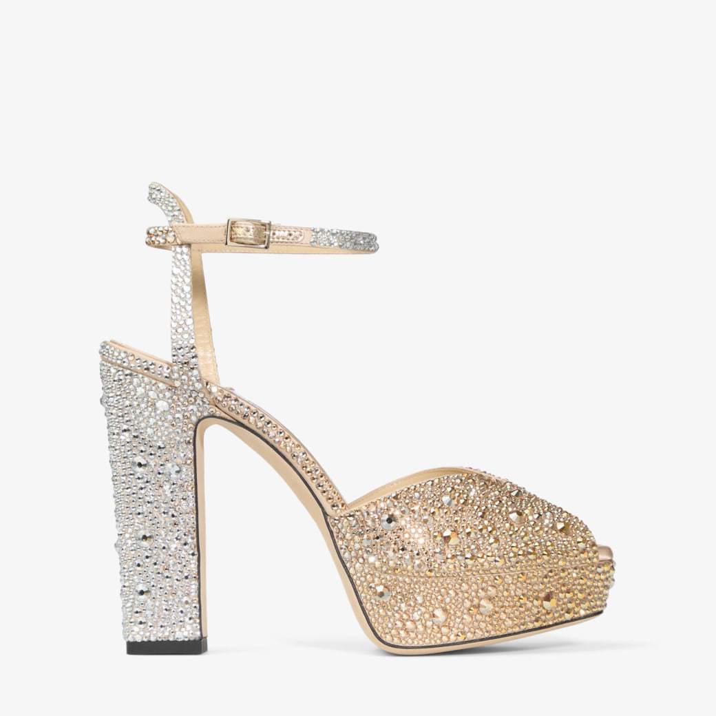 Rhinestone-decorated Fish-mouth High-heeled Sandals With A Thick Sole Featuring A Chunky Heel Design For Women photo 2