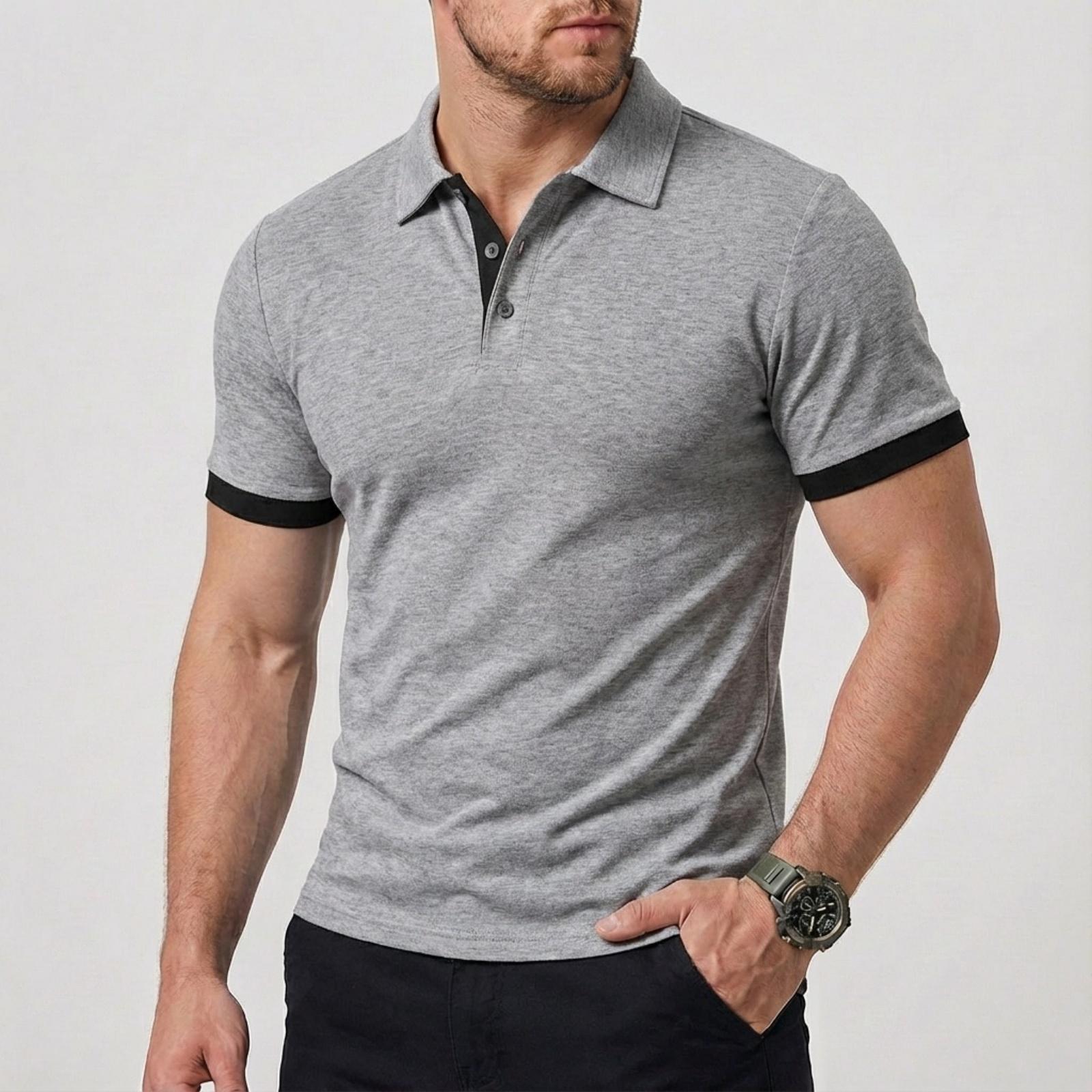 Mens Short-sleeve Polo Shirt With A Turn-down Collar photo 8
