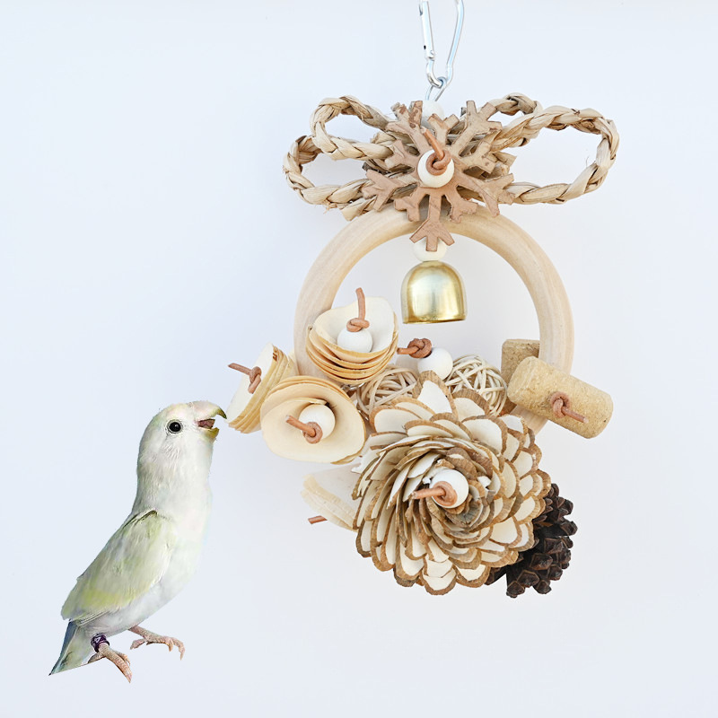 Plant Straw Gnawing Ring Natural Wood Slice Pine Cone Toy photo 8
