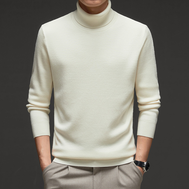 Men's Turtleneck Wool Sweater Winter Thickened Solid Color Plain Style photo 8