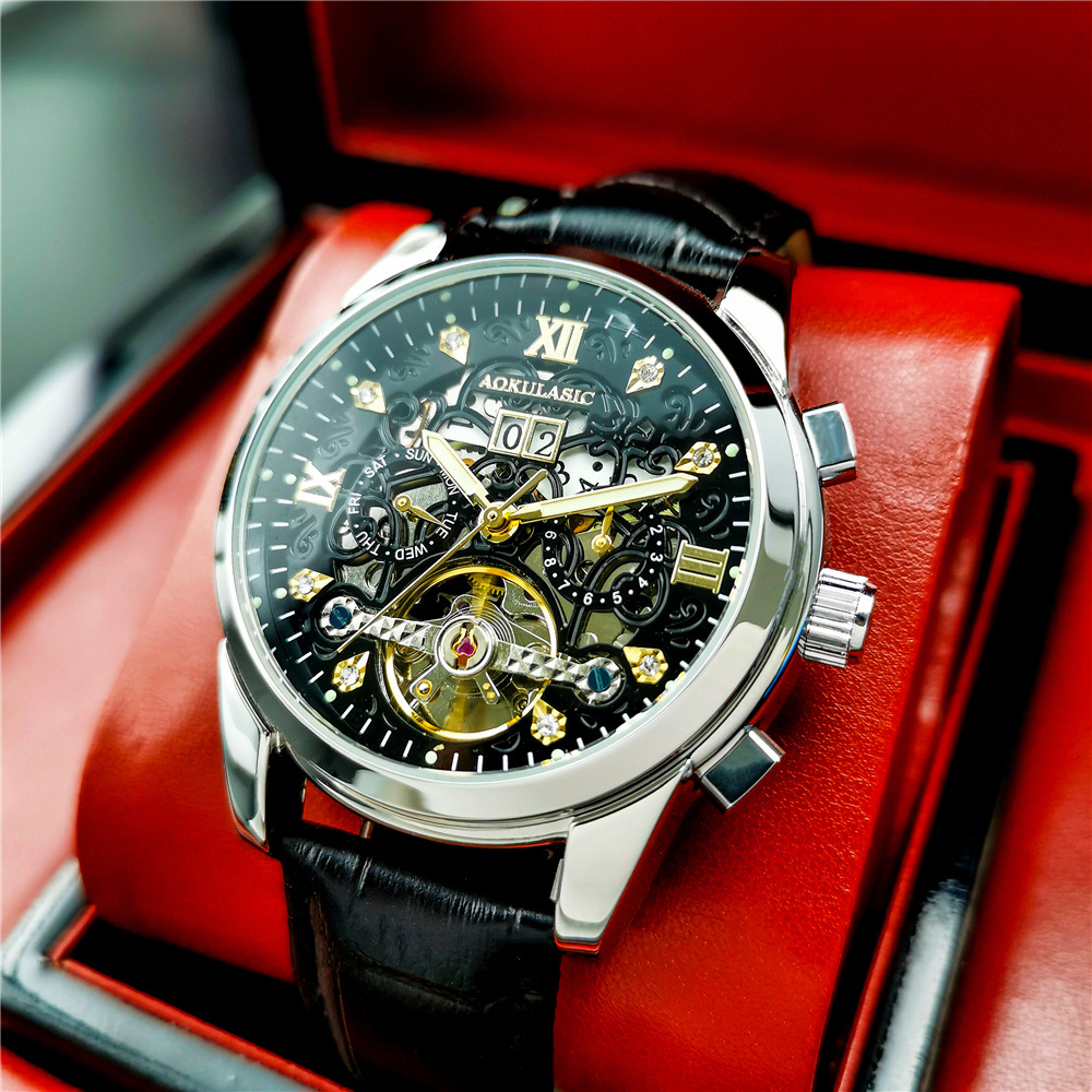 New Mens Large-rotor Skeleton Automatic Mechanical Watch photo 2