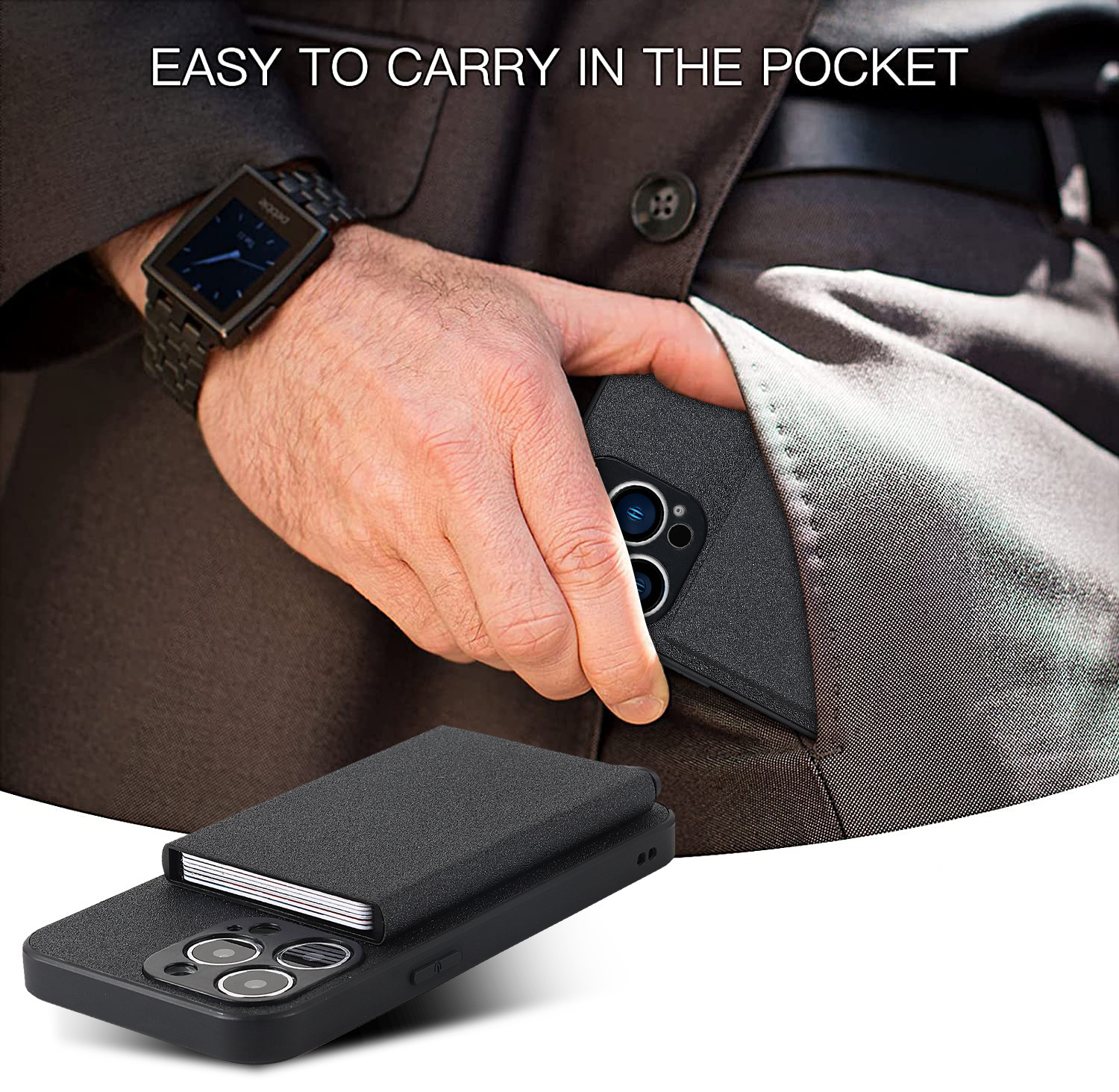Solid-color Card-insert Phone Case photo 3