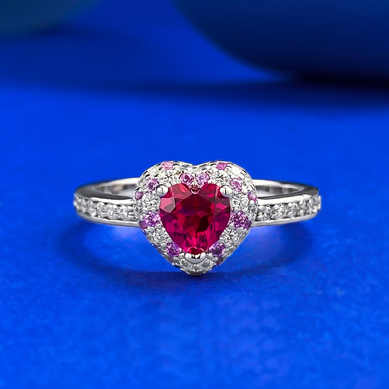 S925 Silver Heart-shaped Ring With Full Diamonds photo 1