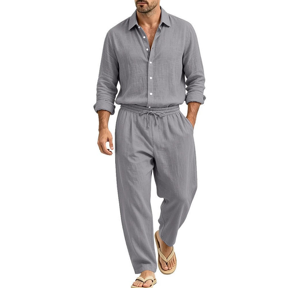 Mens New Linen Casual Loose-Fit Suit photo 6