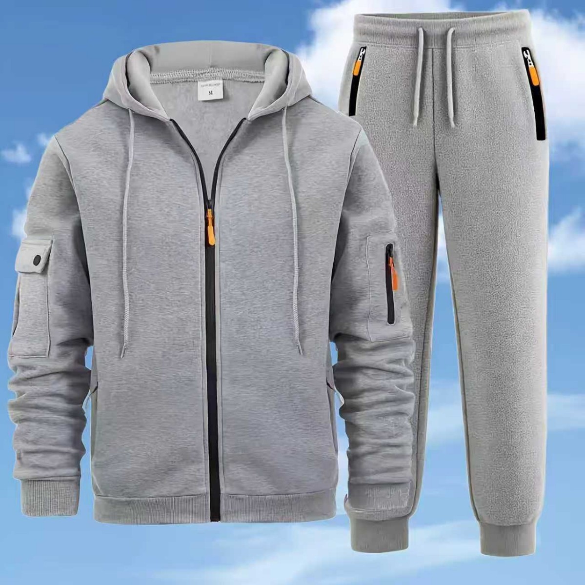 Men's Zip-up Hoodie Sweatshirt Jacket And Sweatpants Sportswear Set photo 3