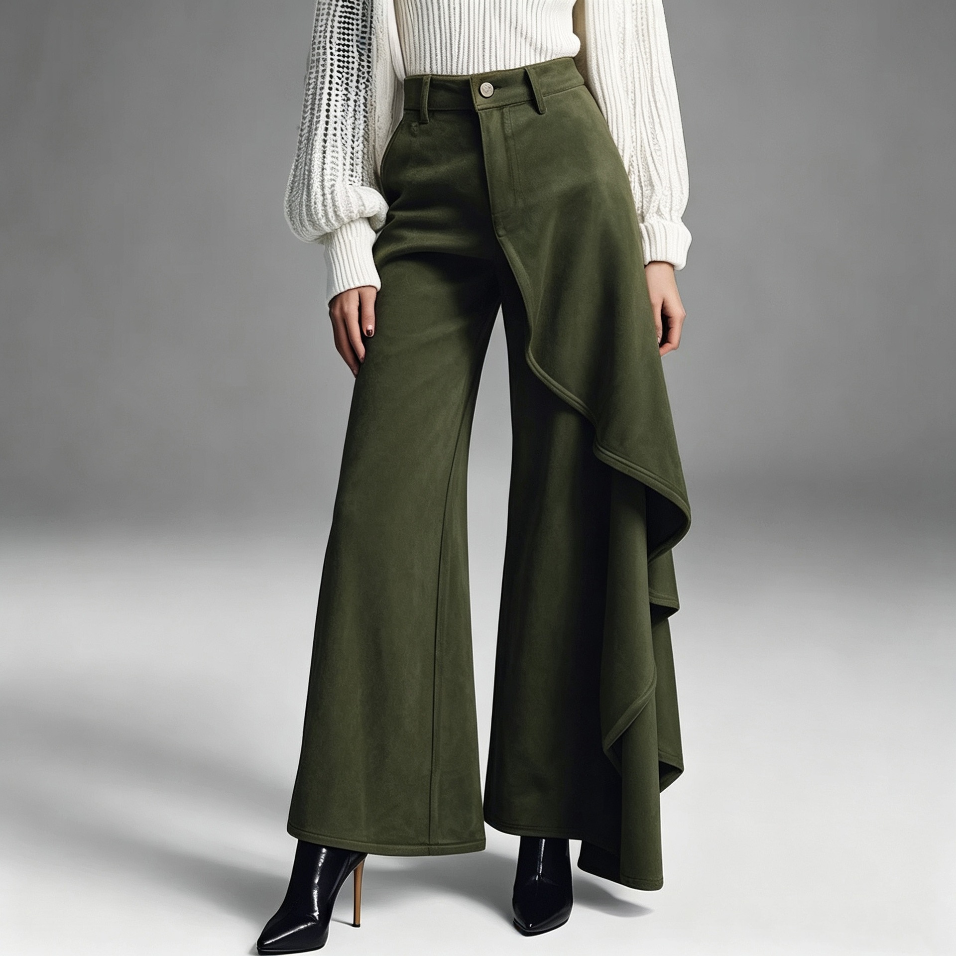 New Autumnwinter Womens Long Pants With A Structured Draped Design And Patchwork Details photo 5