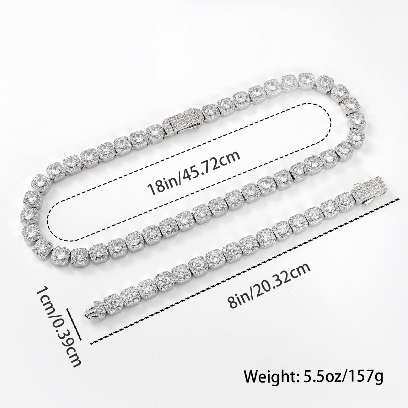 Square-cut Diamond Hip-hop Cuban Chain Necklace photo 4