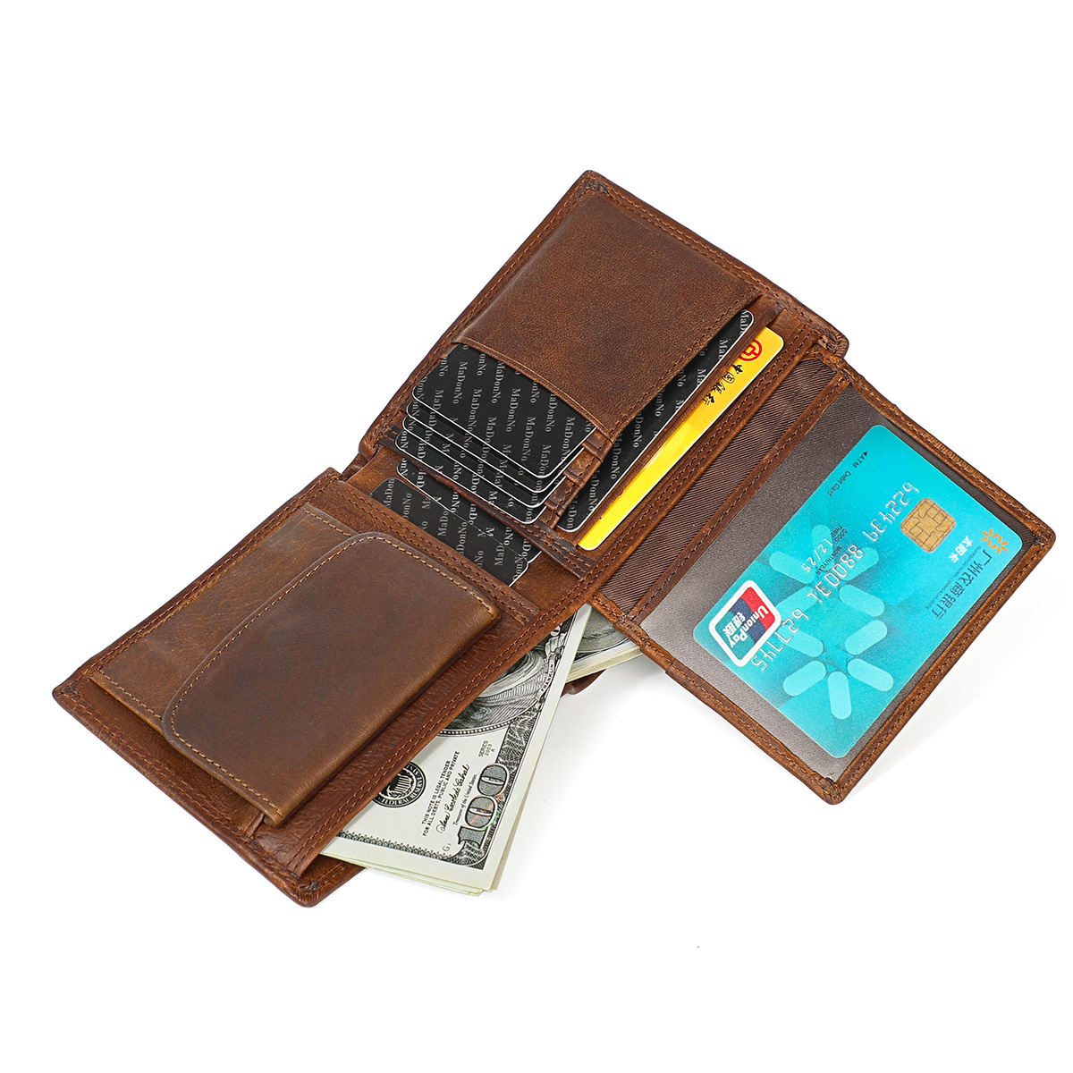 Men's First-Layer Cowhide RFID Anti-Scan Wallet photo 1