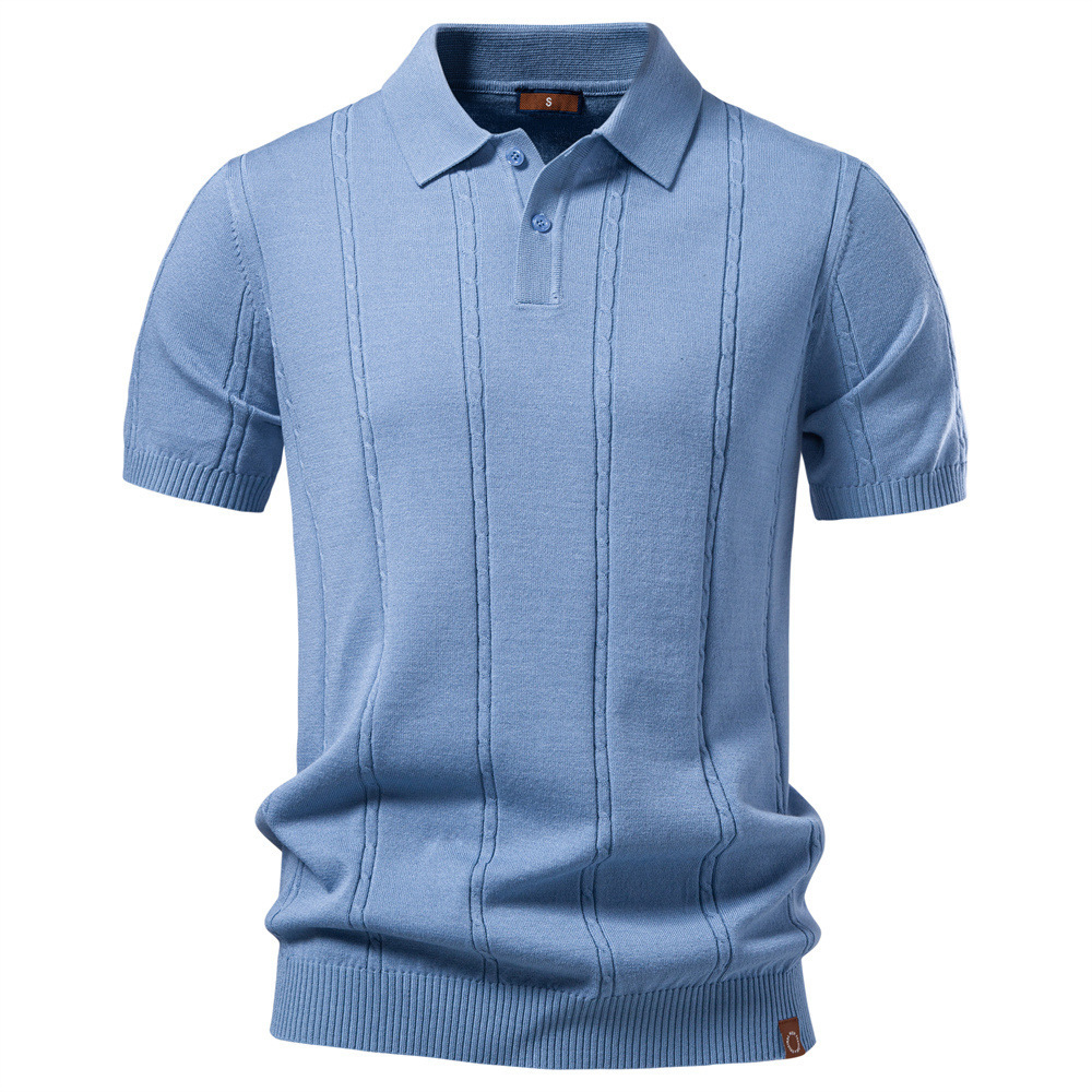 Mens Business-Casual Knitted Ice-Silk Short-Sleeve Shirt photo 4