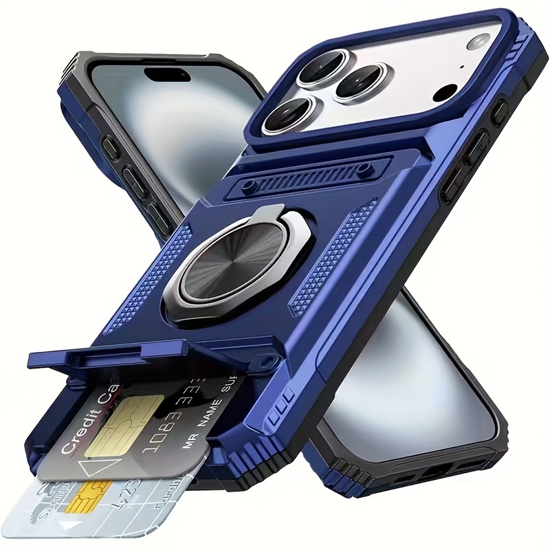Metal-Plastic 2-in-1 Card-Slot Stand Phone Case photo 2