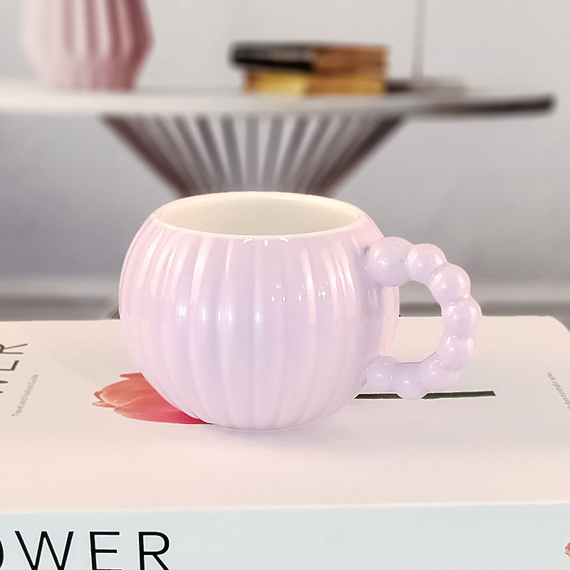 Vertical-striped Creative Solid-color Ceramic Mug photo 3