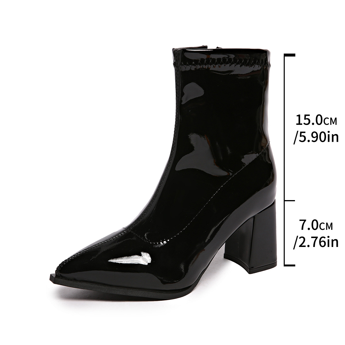 Women's Pointed-toe Chunky-heel Ankle Boots photo 2
