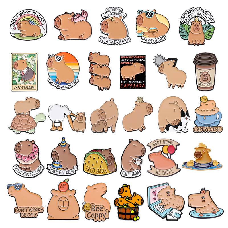 Animal Capybara Style Paint Badge Brooch photo 1