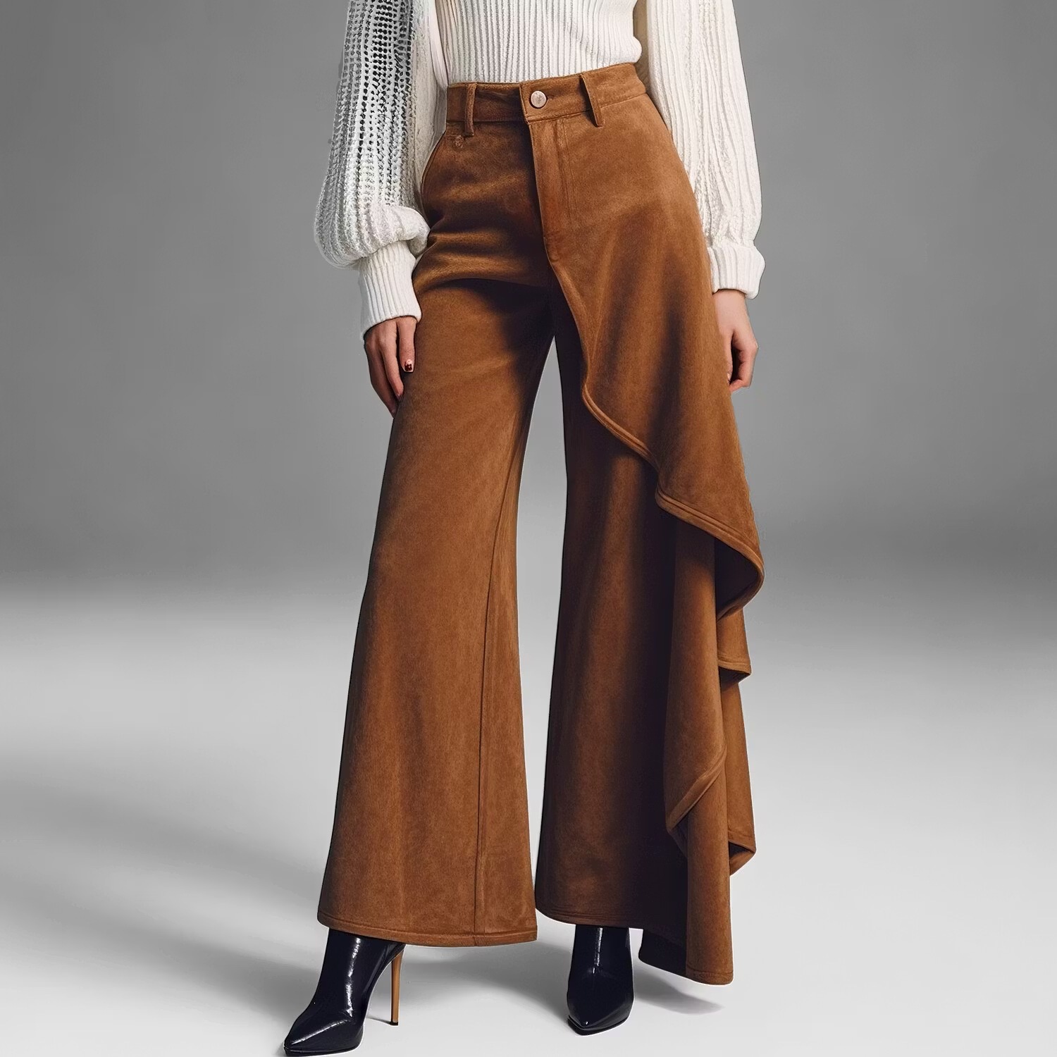 New Autumnwinter Womens Long Pants With A Structured Draped Design And Patchwork Details photo 8