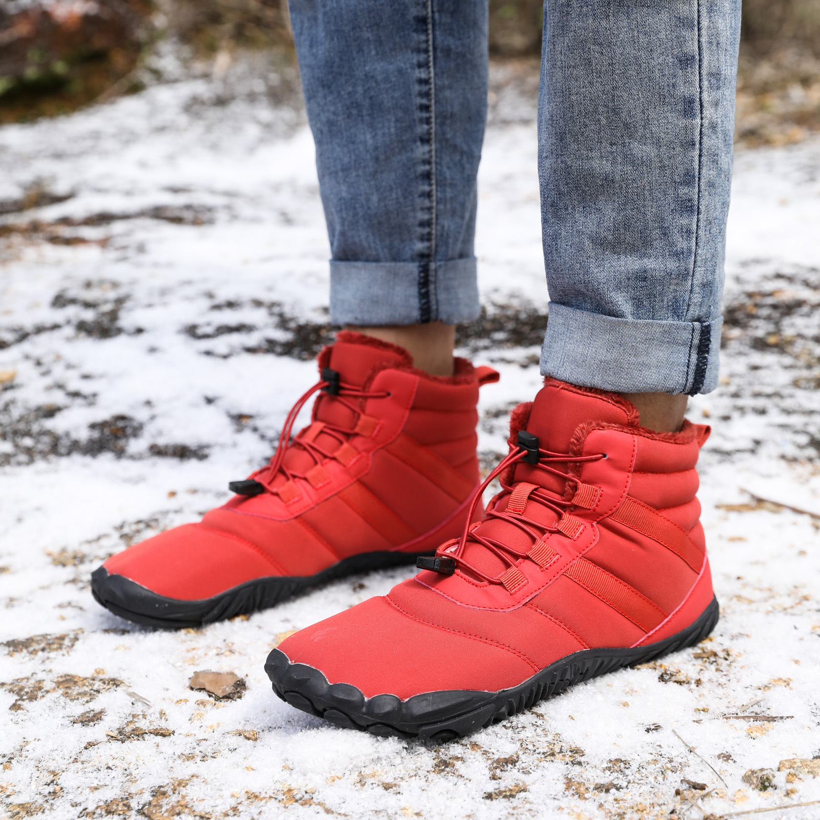 Five-finger Cotton Shoes Non-slip Snow Boots Waterproof Fleece-lined photo 8
