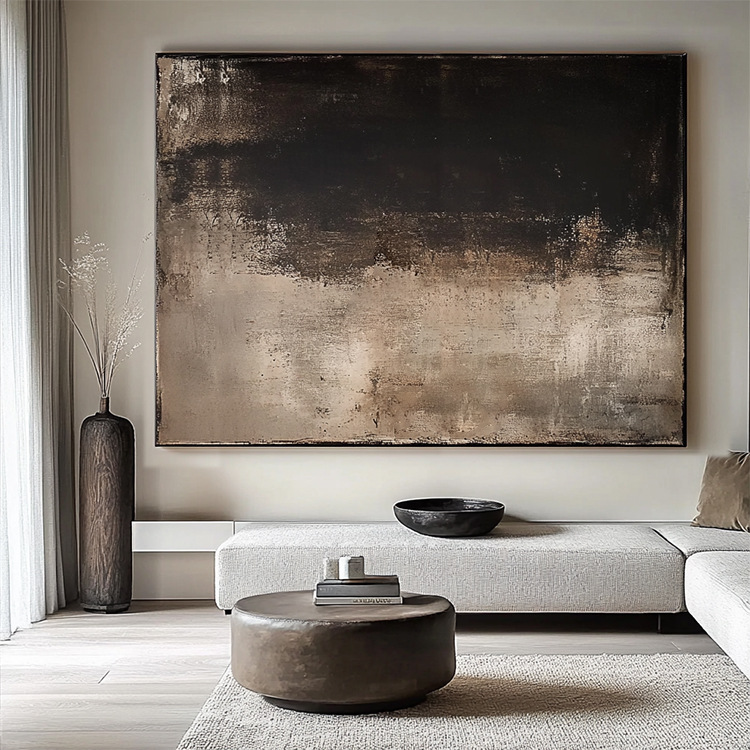 Purely Hand-painted Oil Painting In Wabi-sabi Style With A Three-dimensional Textured Effect For The Sofa Backdrop photo 6