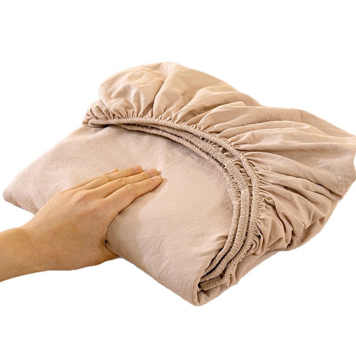 New Washable Crinkled Cloud-cotton Solid-color Fitted Sheet photo 4
