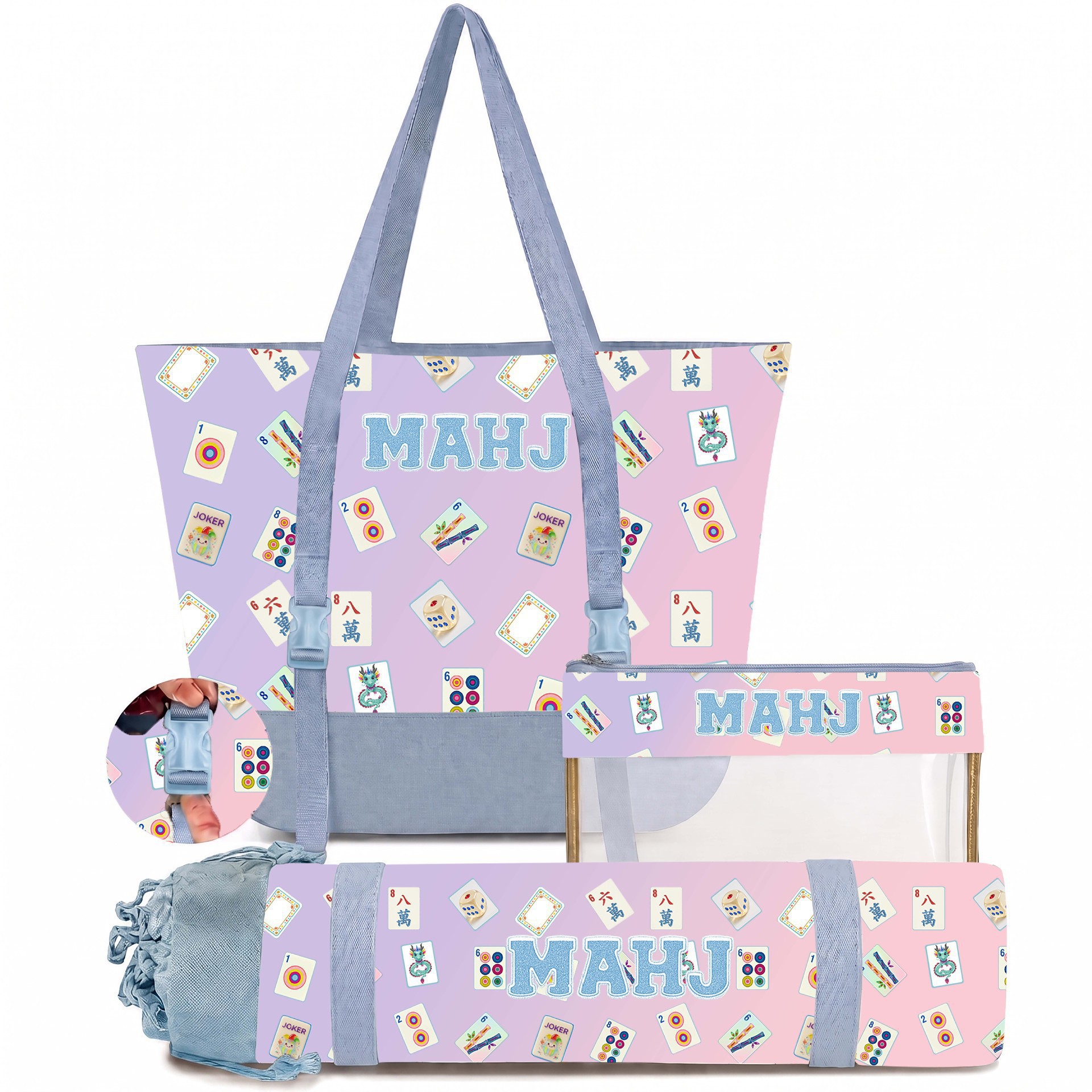 Best-Selling Macaron-Printed Mahjong Card Three-Piece Set photo 4