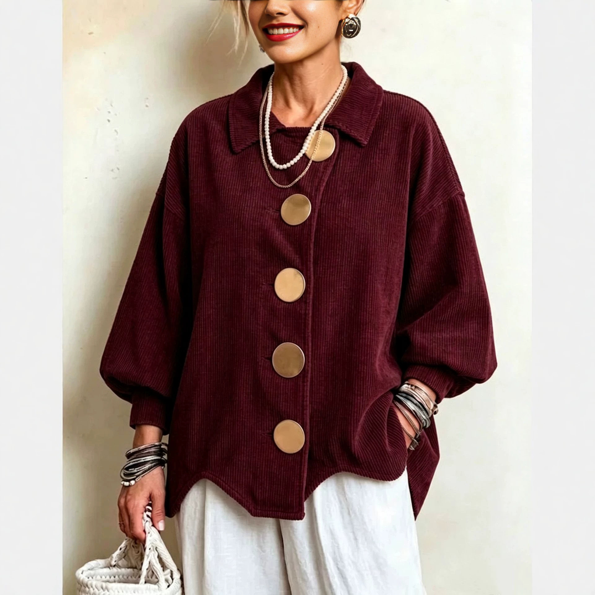 Oversized Metal-button Corduroy Jacket photo 3