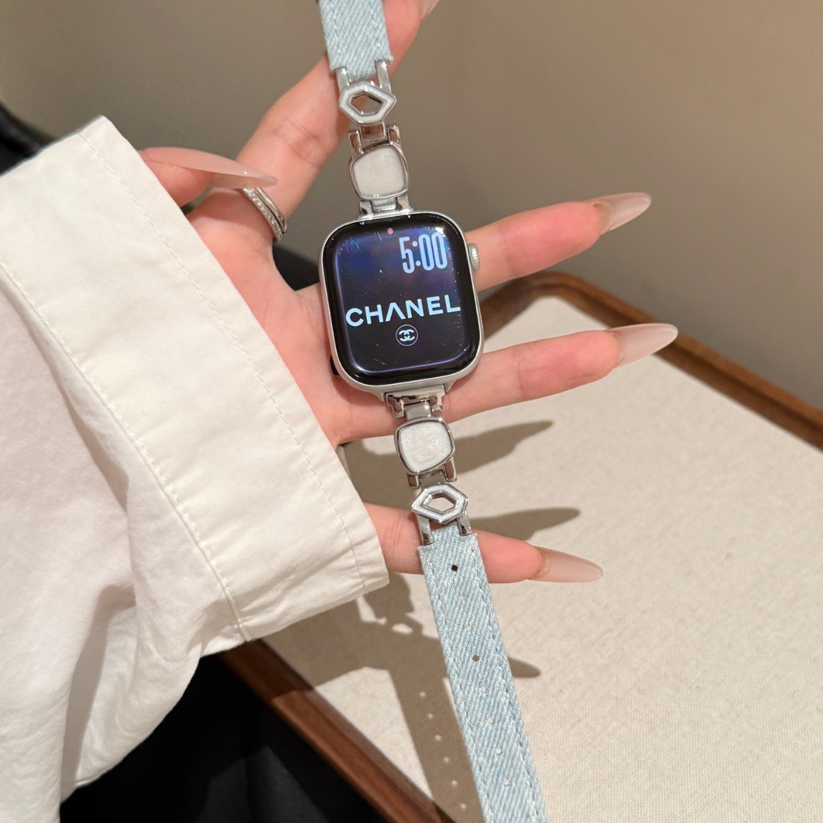 Fashionable Irregular Epoxy Denim Watch Strap photo 7