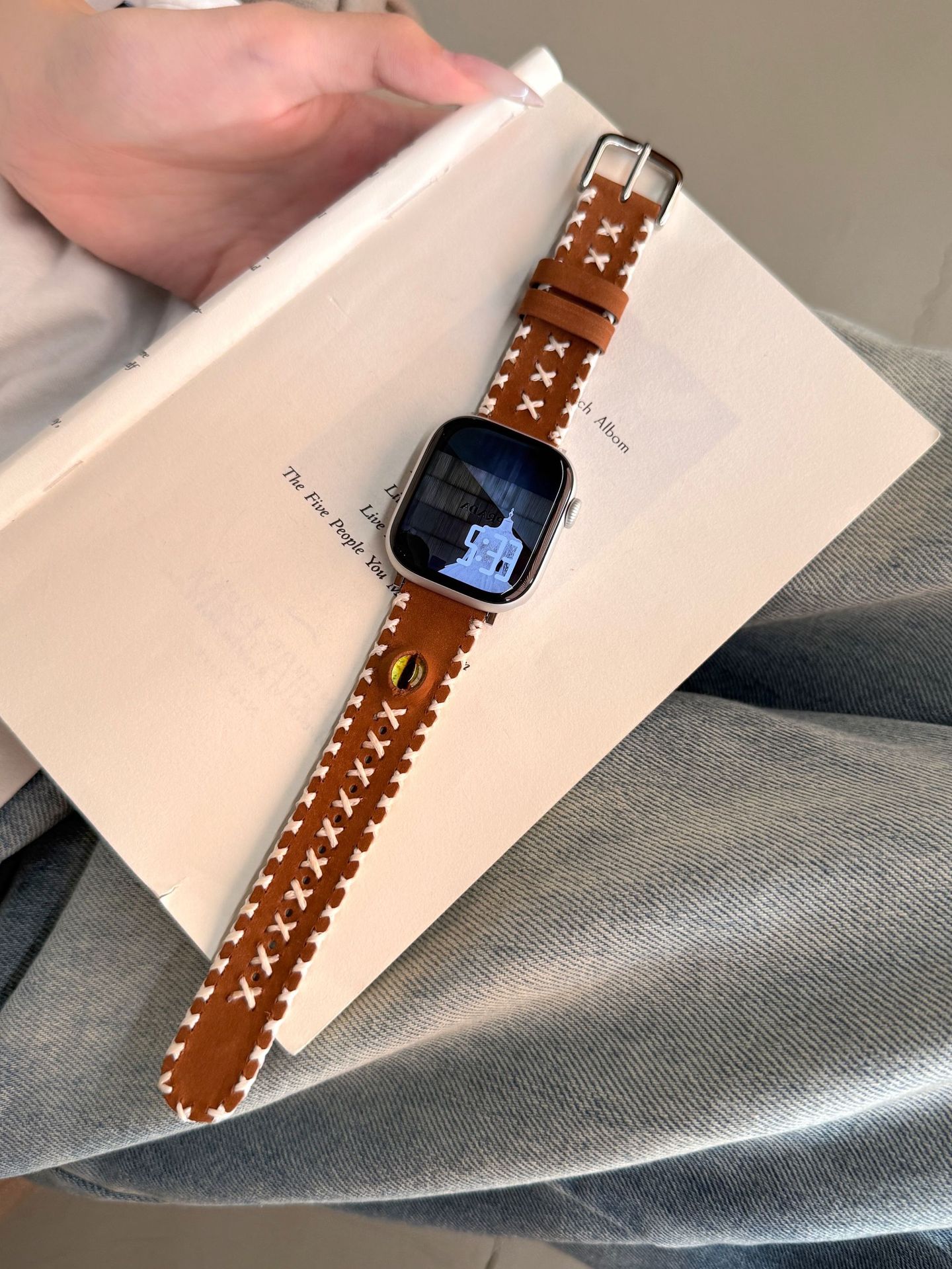 Fashionable Cat-eye Glazed Handmade Stitched Watch Strap photo 5