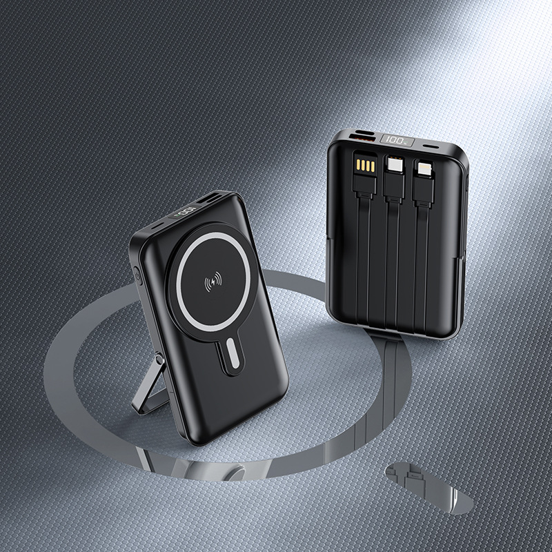 15W Wireless Magnetic Charging BankSuperfast Charging With Built-in Cable Portable Power Source photo 4