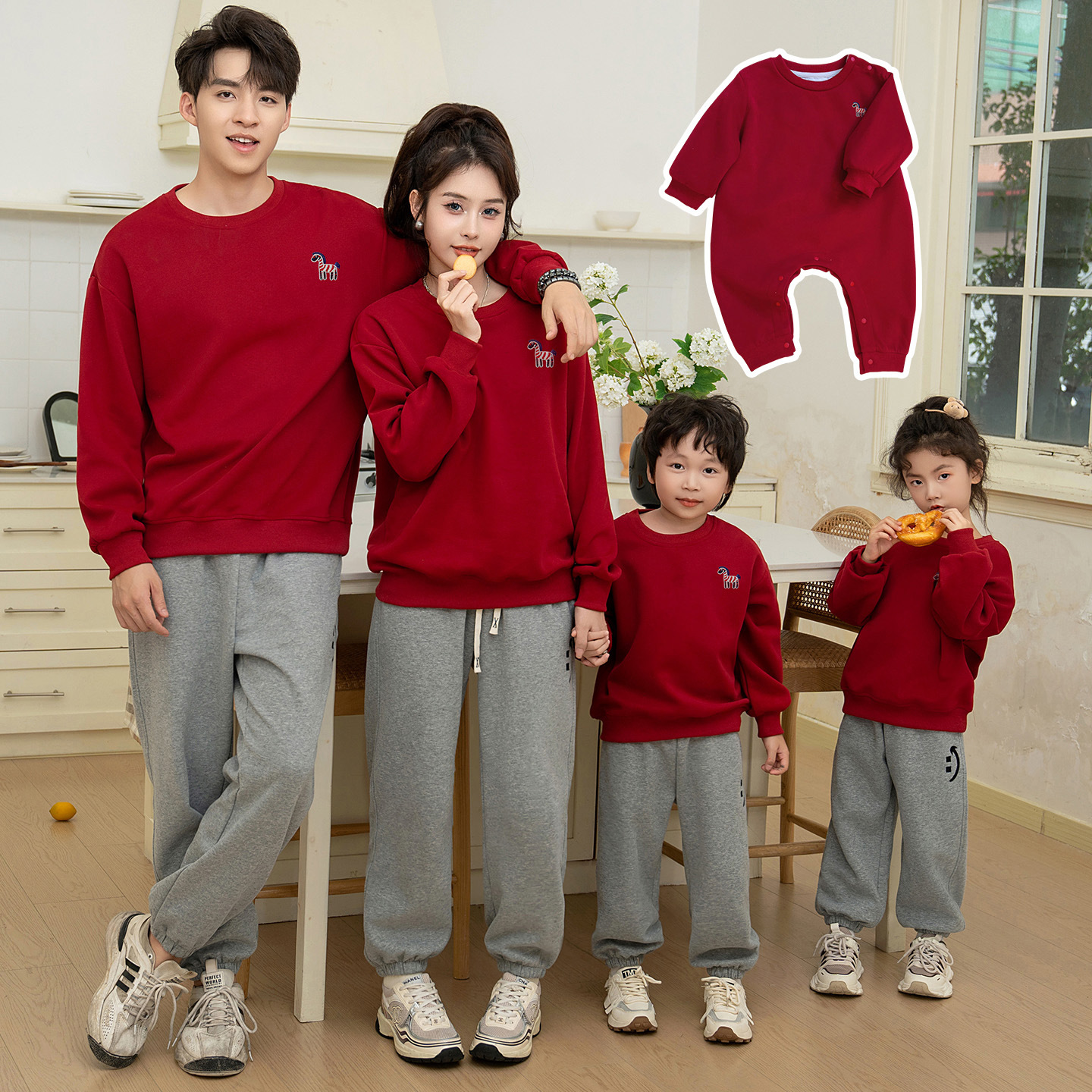 Parent-child Matching Cozy Long-sleeve Sweatshirt For Fall And Winter photo 1
