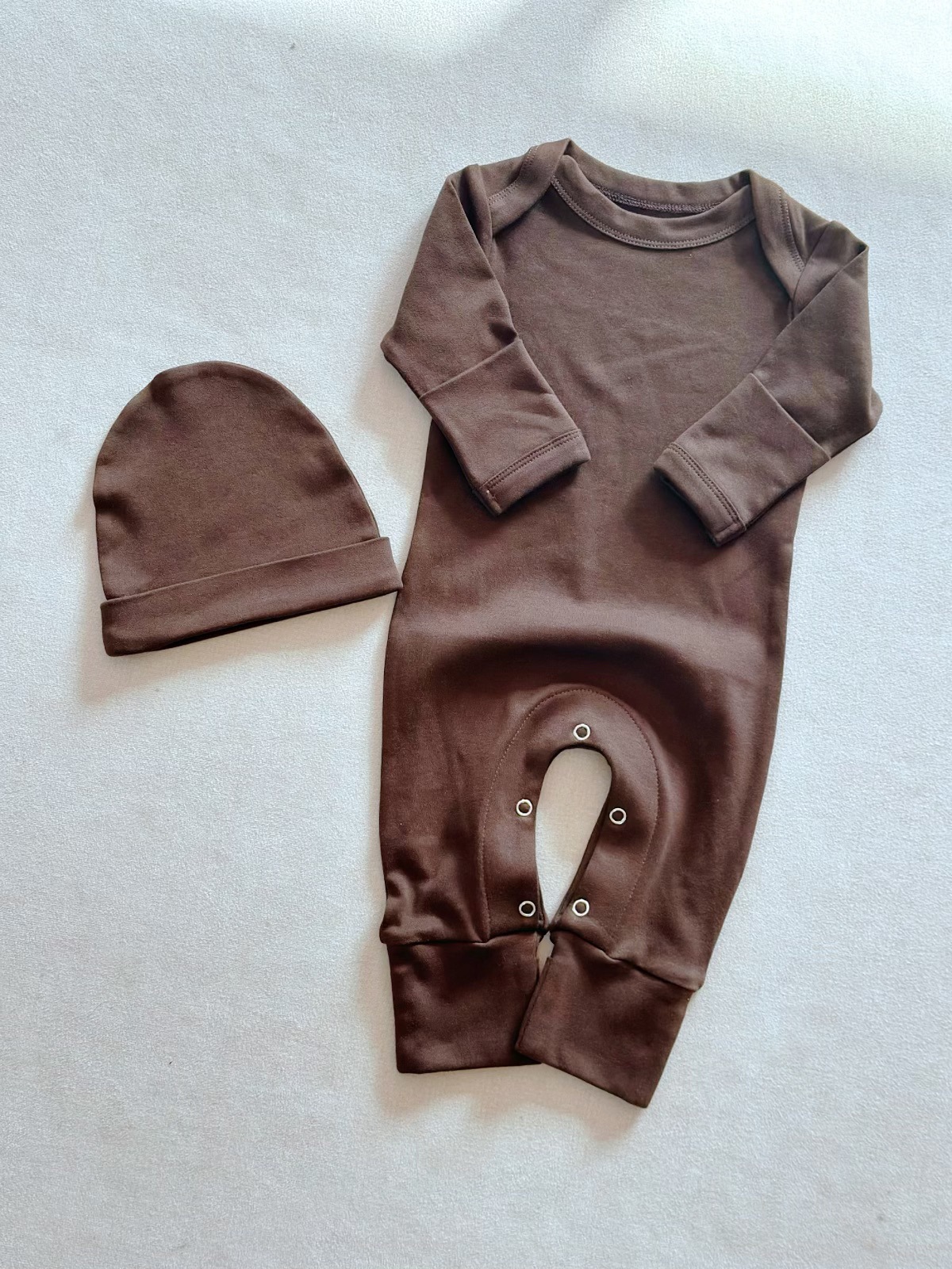 Winter Baby Solid Color Long Sleeved Jumpsuit Newborn Bag Fart Jacket photo 2